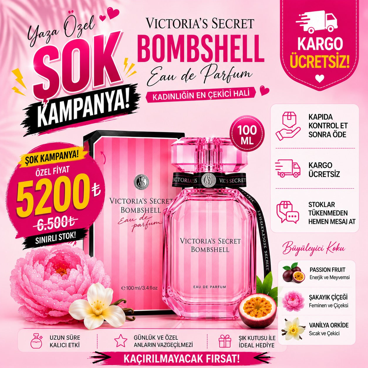 ✨ Victoria’s Secret Bombshell Eau de Parfum 🌺 Kapıda Kontrol Et Sonra Öde 💎Ücretsiz kargo